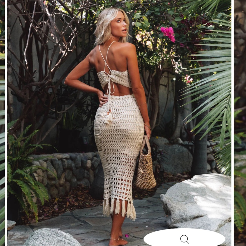 Vici Ivory Crochet Top & Skirt Set